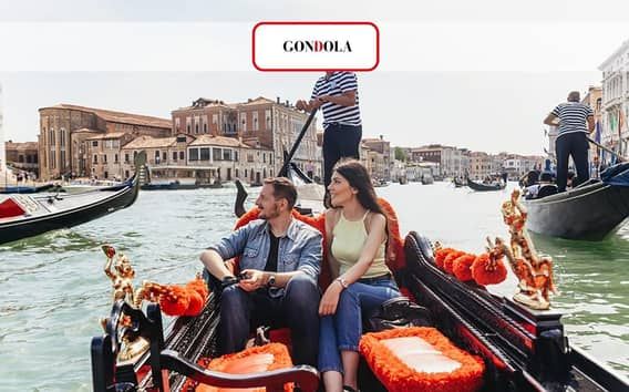 Venedig: Gondoltur på Canal Grande med appkommentar