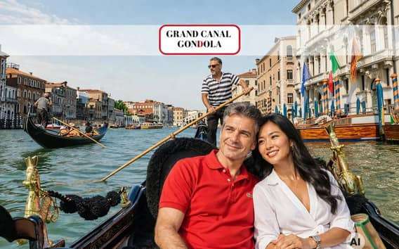 Guidad gondoltur på Canal Grande med livekommentarer och felze