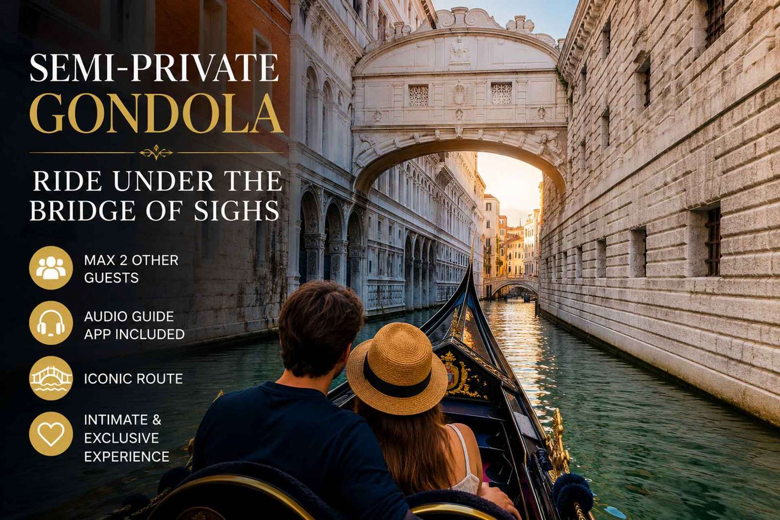 Semi-private gondola ride in Venice under Bridge of Sighs