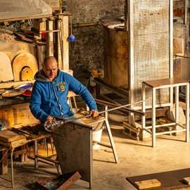 Visita à fábrica de vidro de Murano de táxi aquático